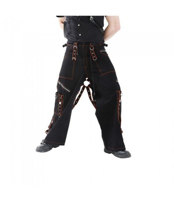 Men Gothic Orange Black Pant Cotton Trousers Studs Metal Punk Tripp Pant